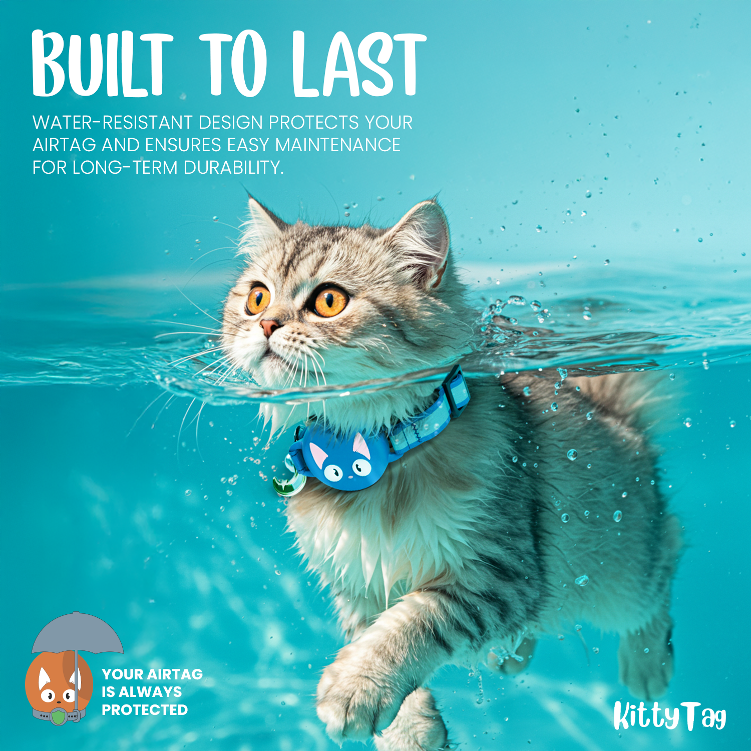 Navy Cat Collar for AirTag