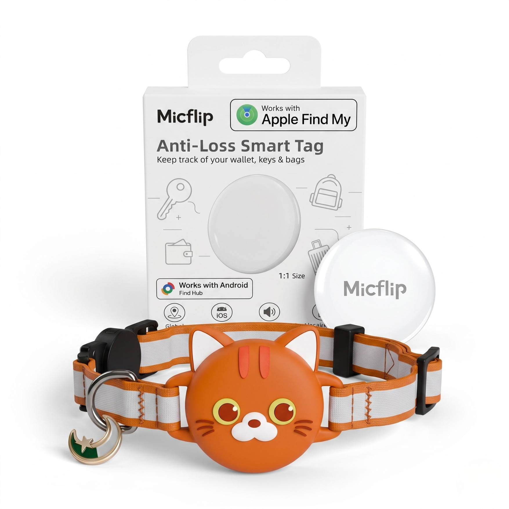 Collier AirTag pour chat noir, réglable, réfléchissant, sécurité anti-étranglement