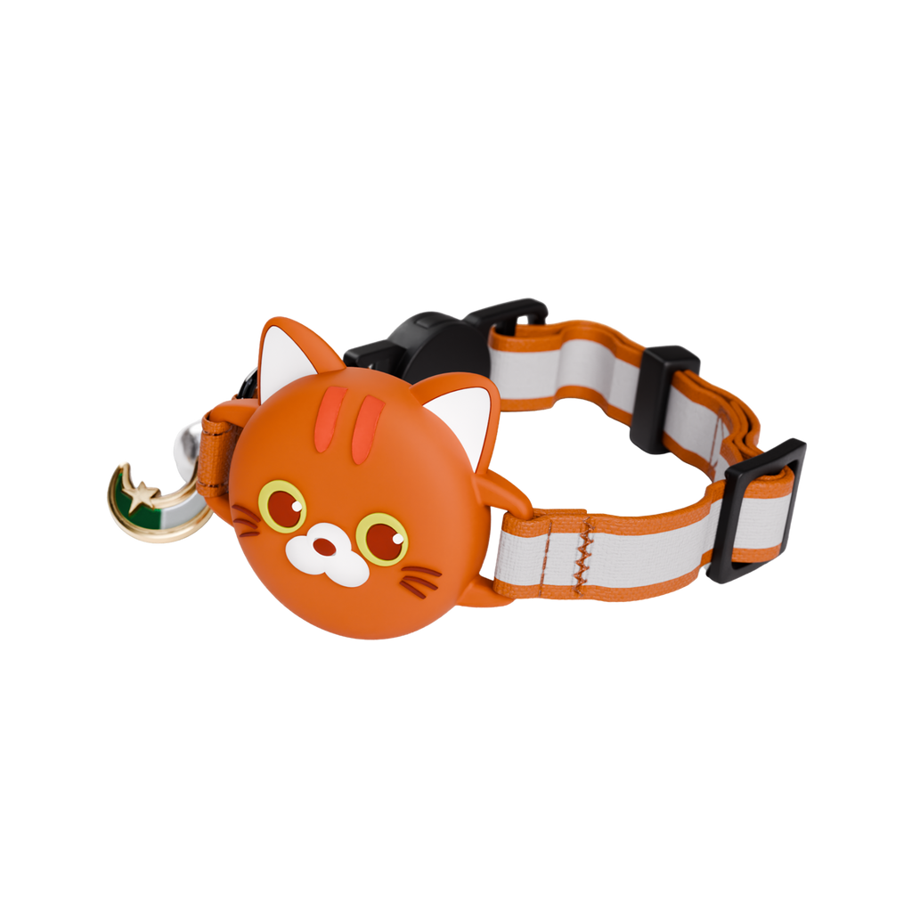 Orange Cat Collar AirTag, Adjustable, Reflective, Breakaway
