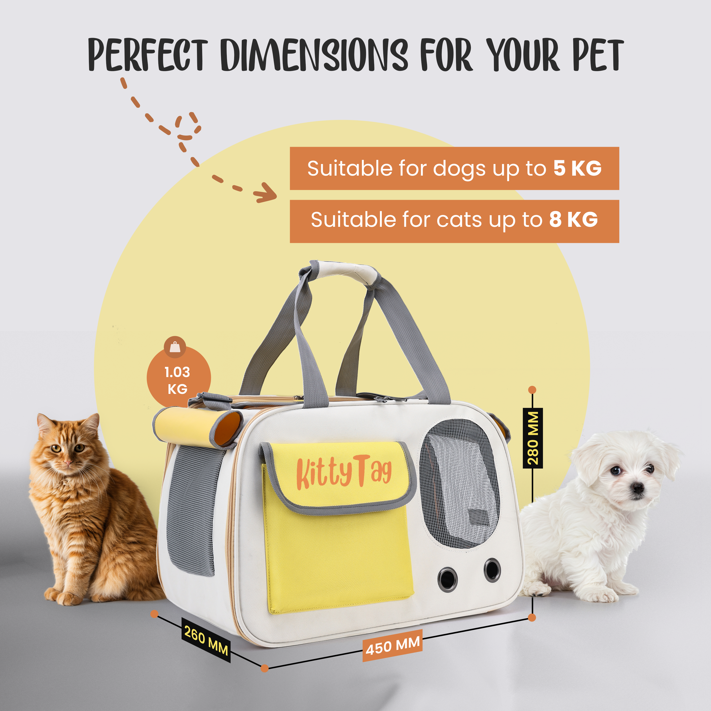 Yellow Foldable Pet Travel Bag
