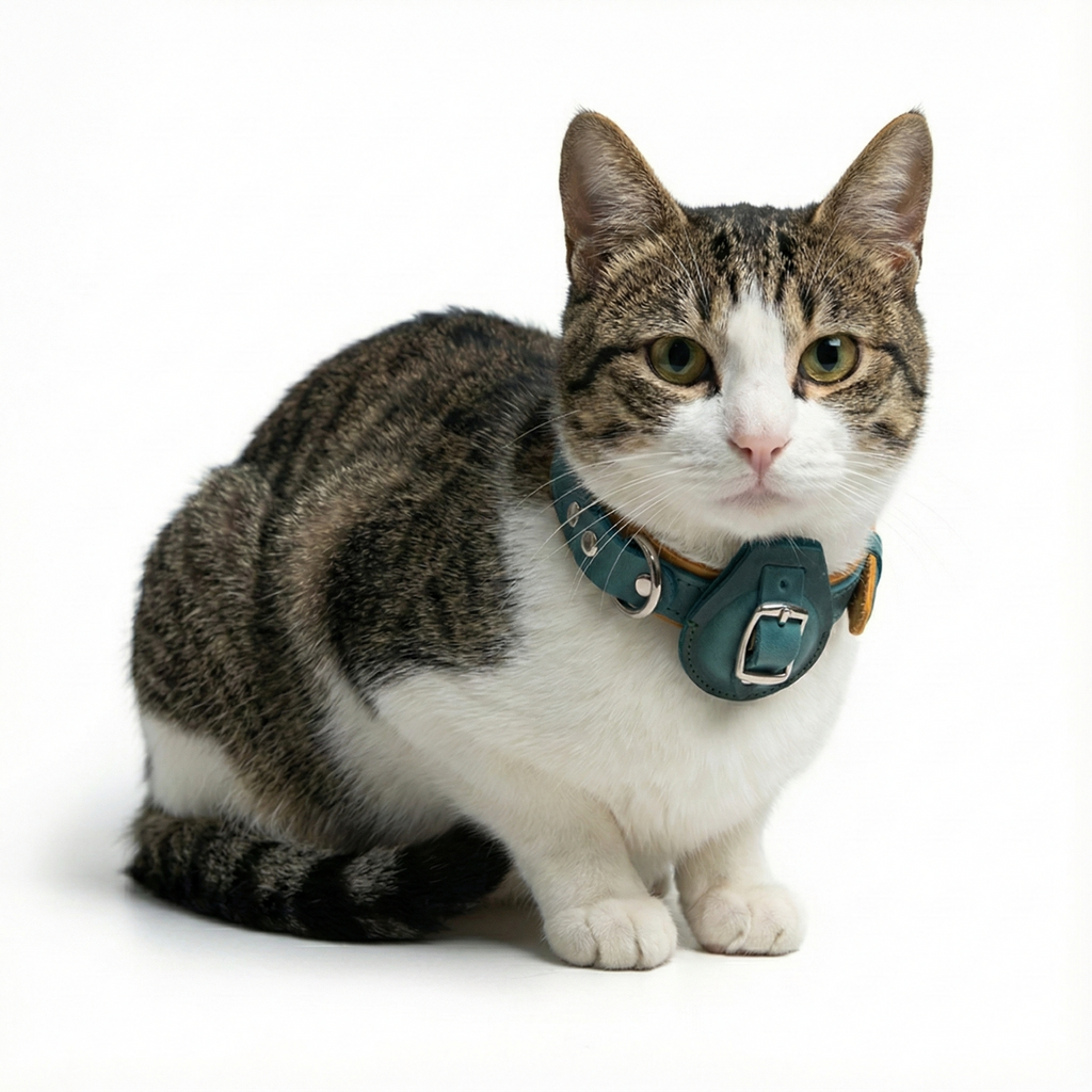 Handmade Leather Cat Collar: Adjustable Pet Safety Collar with Buckle