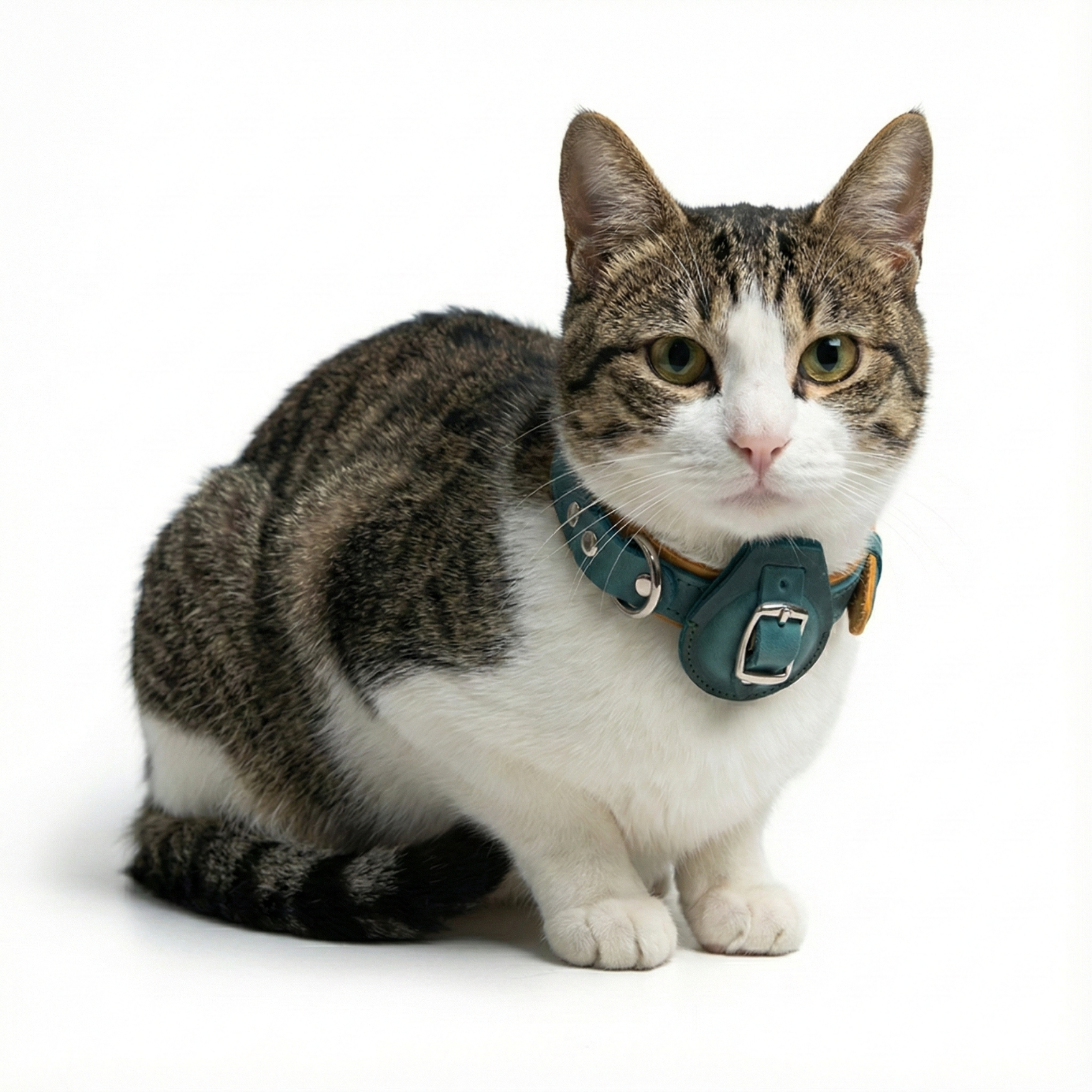Handmade Leather Cat Collar: Adjustable Pet Safety Collar with Buckle