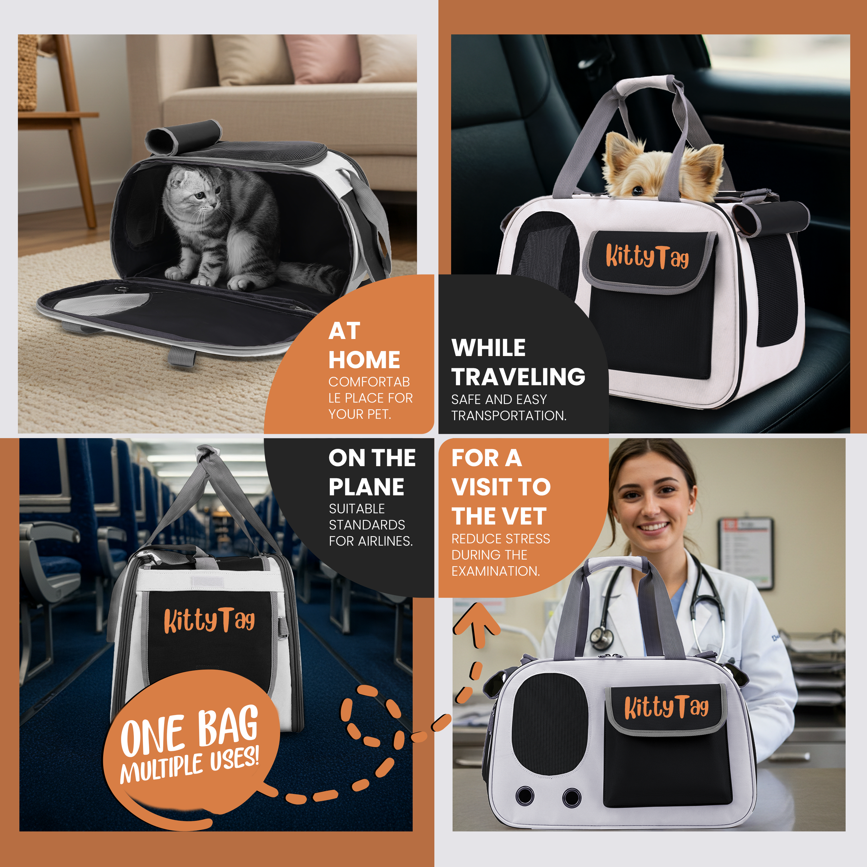 Black Foldable Pet Travel Bag