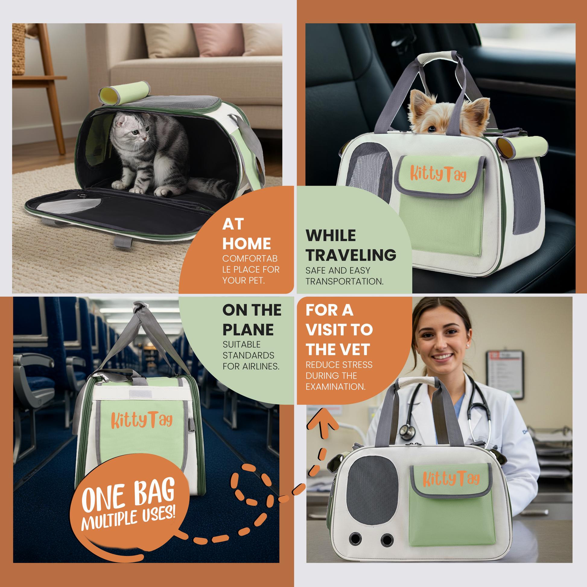 Green Foldable Pet Travel Bag