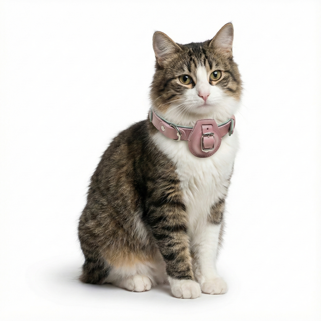 Handmade Leather Cat Collar: Adjustable Pet Safety Collar with Buckle