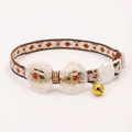 Flower bow breakaway cat collar in soft velvet with safety buckle and bell — KittyTag handmade — view 5