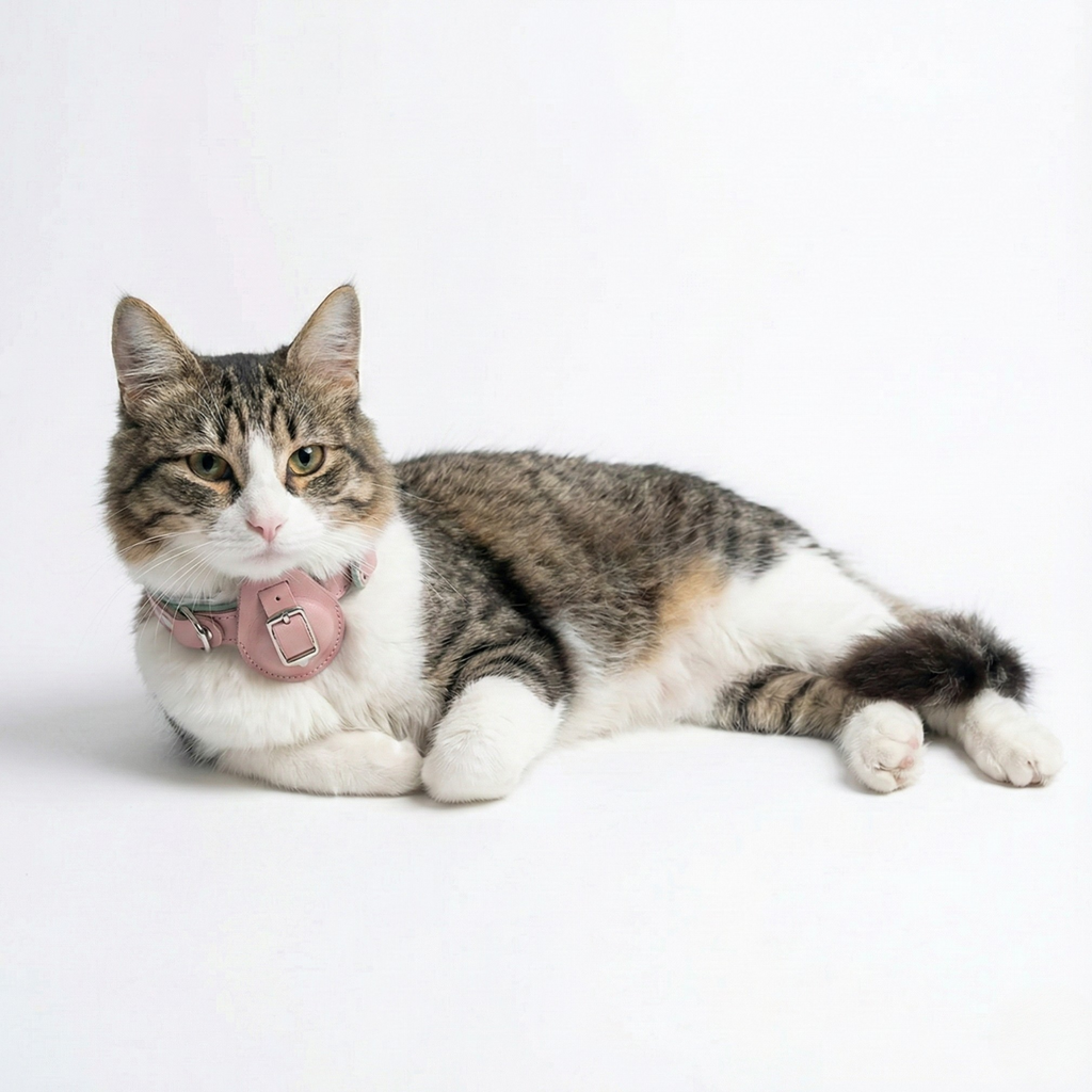 Handmade Leather Cat Collar: Adjustable Pet Safety Collar with Buckle