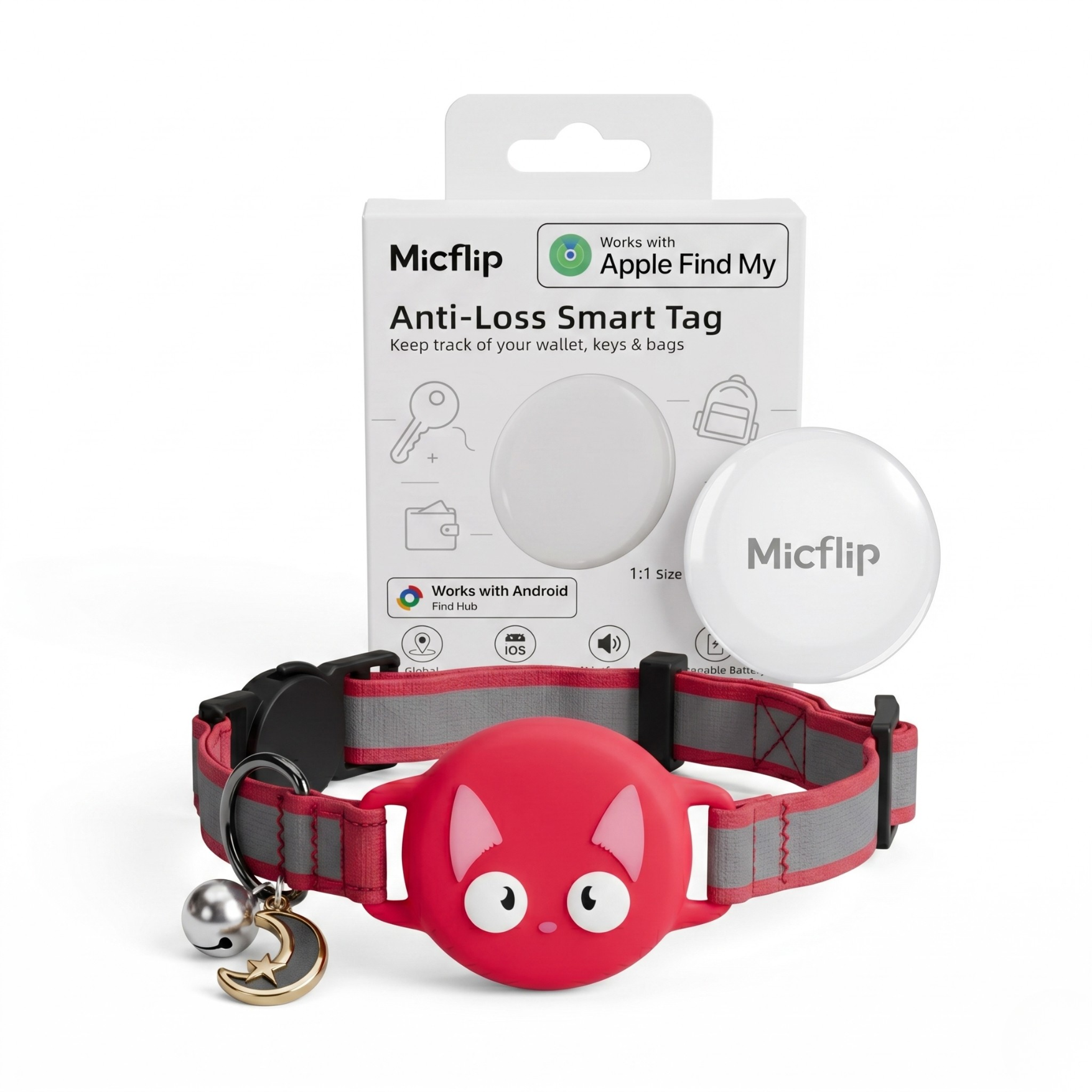 Cat Collar AirTag, Adjustable, Reflective, Breakaway