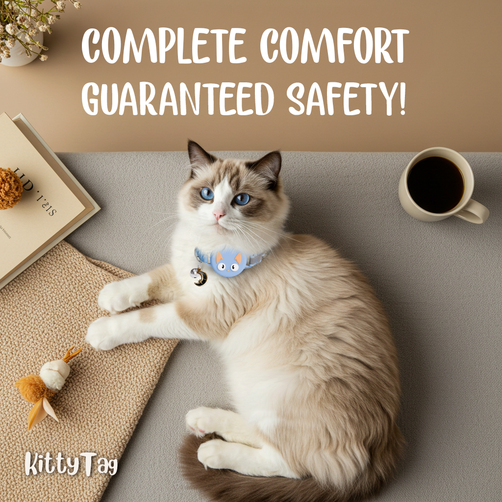 Blue Cat Collar for AirTag