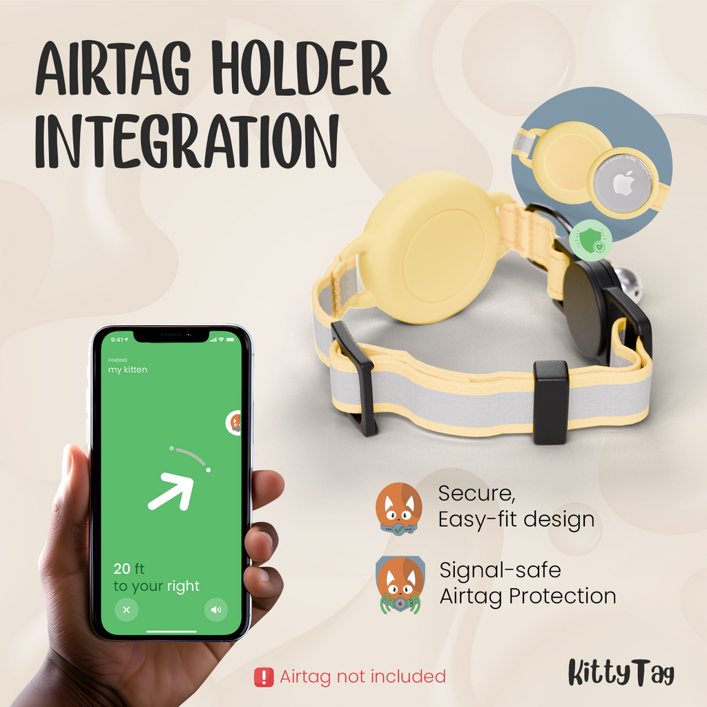Yellow Cat Collar for AirTag