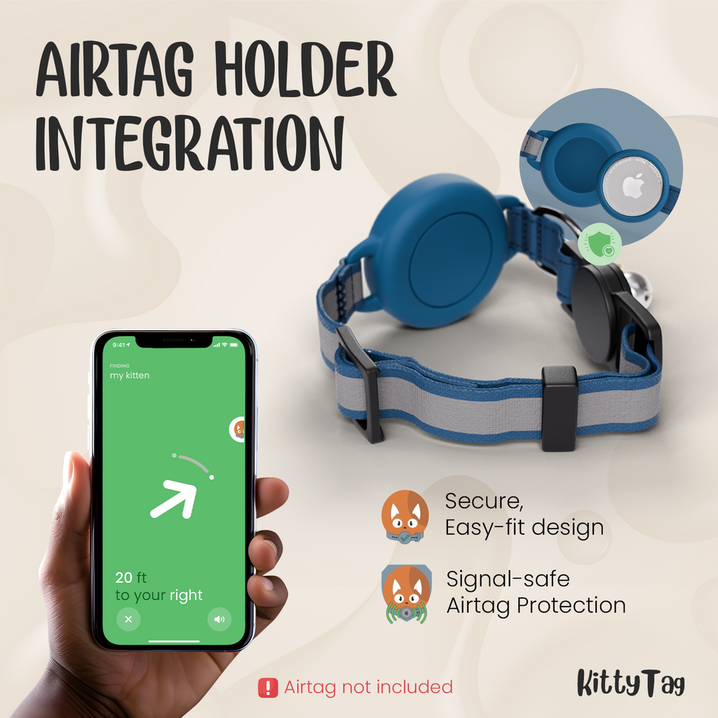 Navy Cat Collar for AirTag
