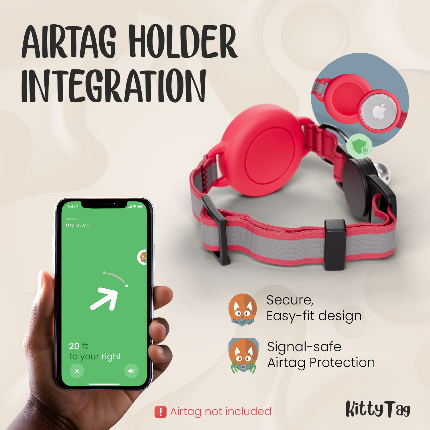 Red Cat Collar for AirTag
