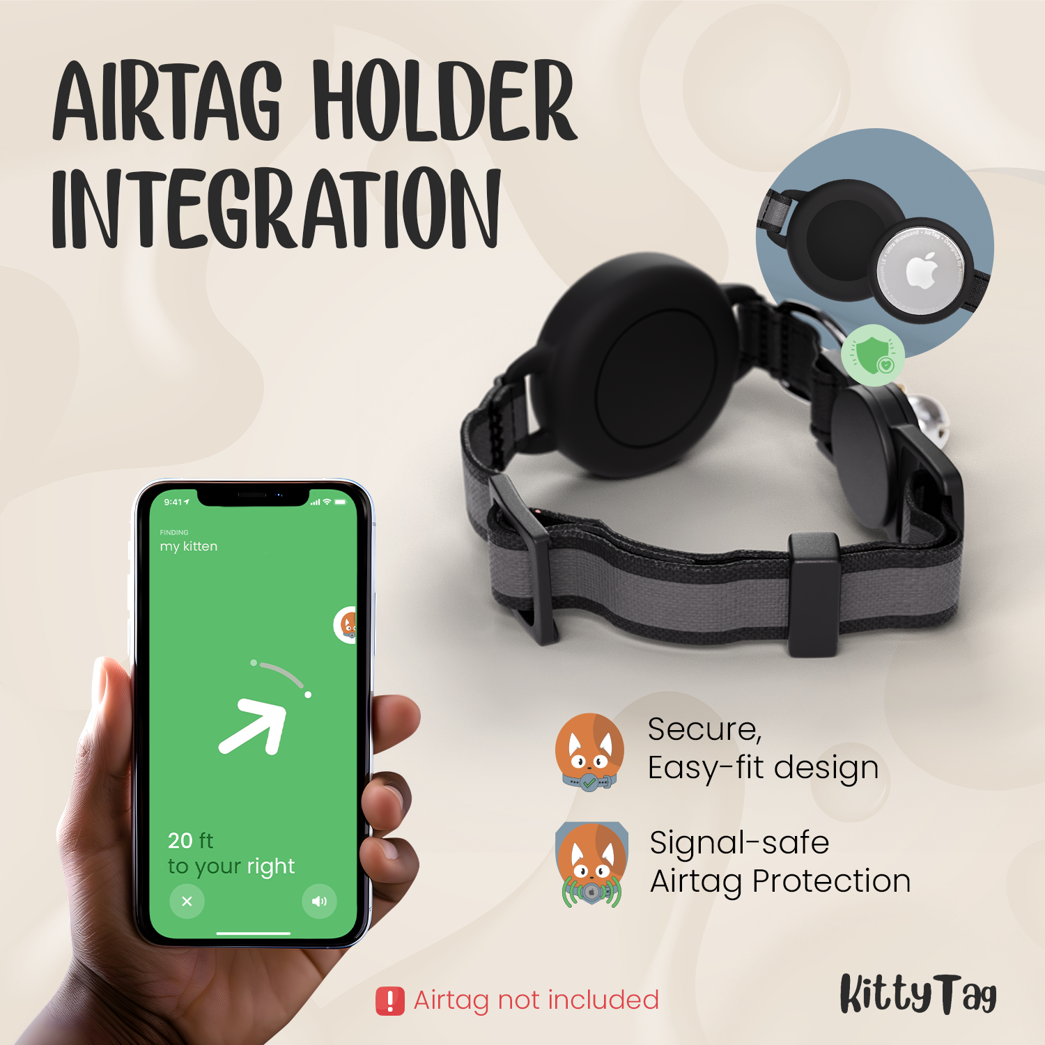 Black Cat Collar for AirTag