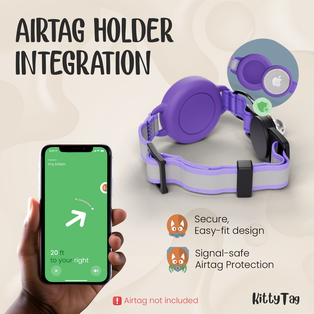 Purple Cat Collar for AirTag