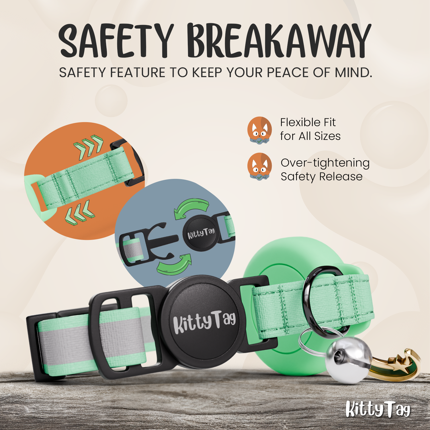 Mint Green Cat Collar for AirTag