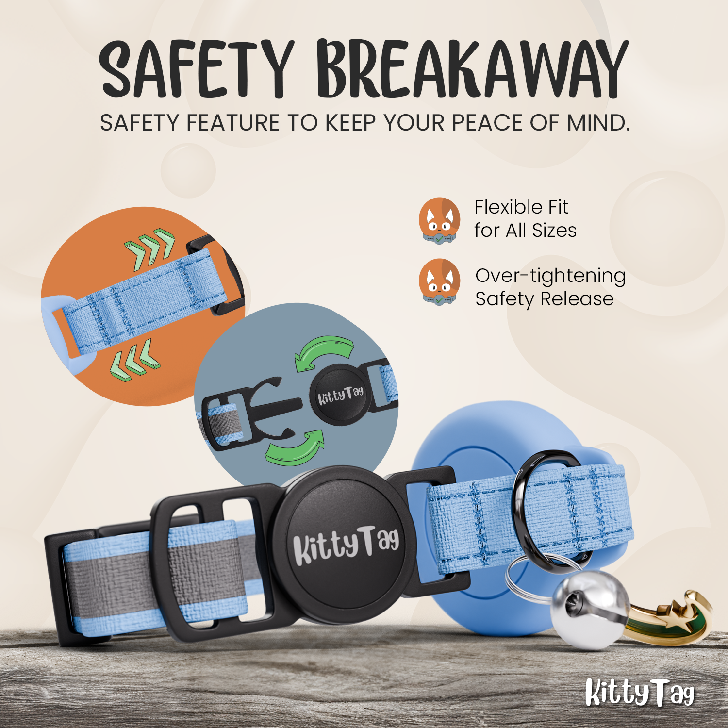 Blue Cat Collar for AirTag