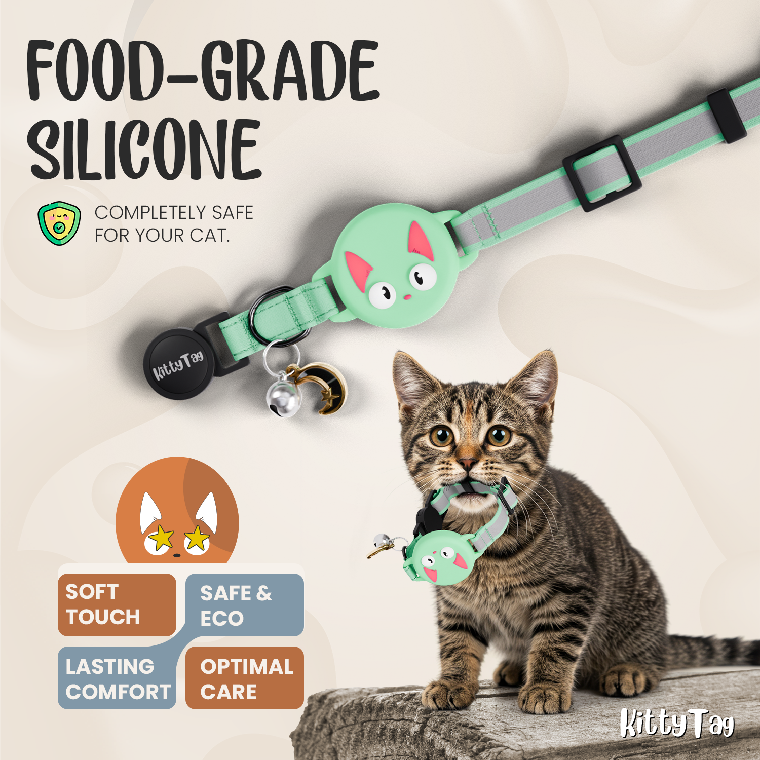 Mint Green Cat Collar for AirTag