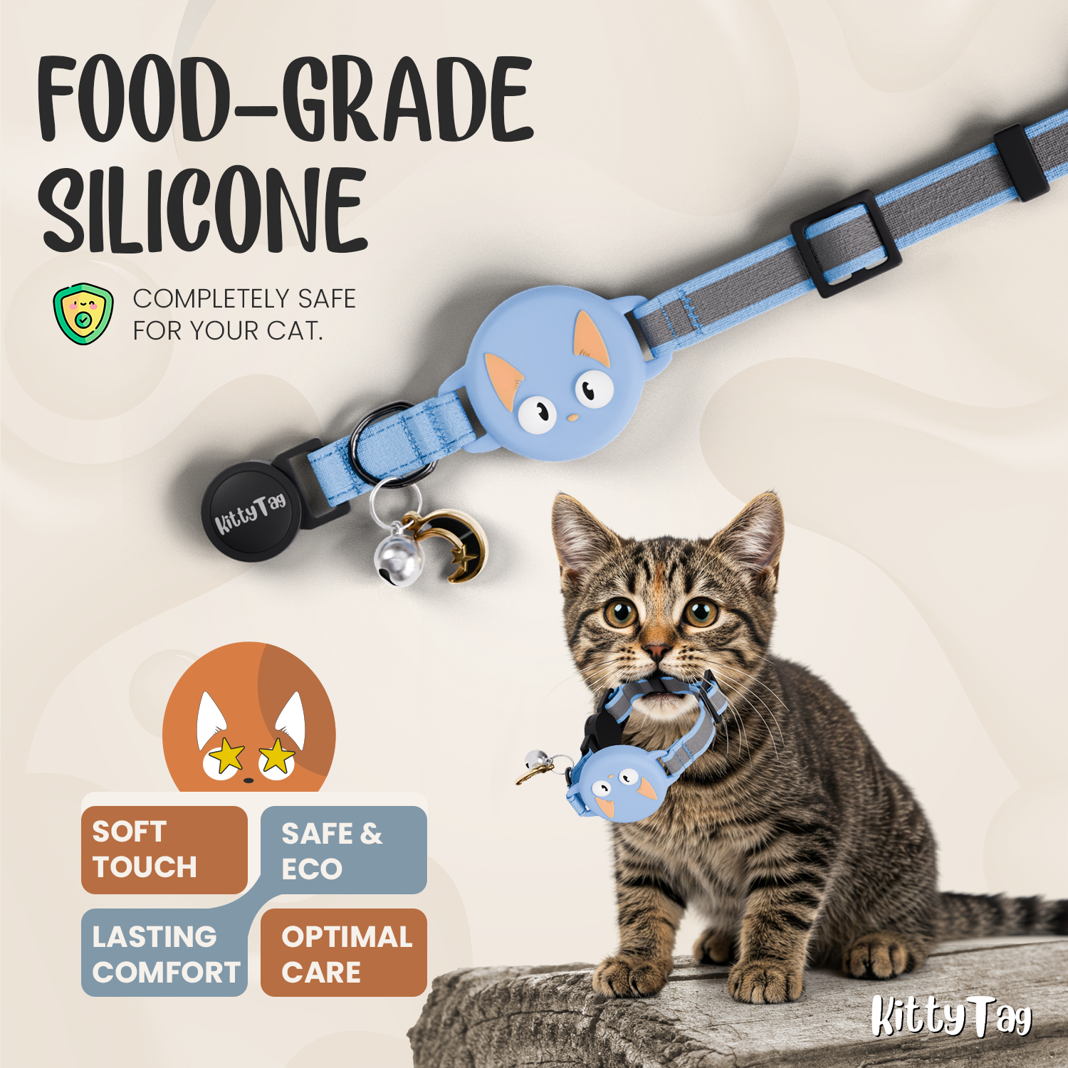 Blue Cat Collar for AirTag