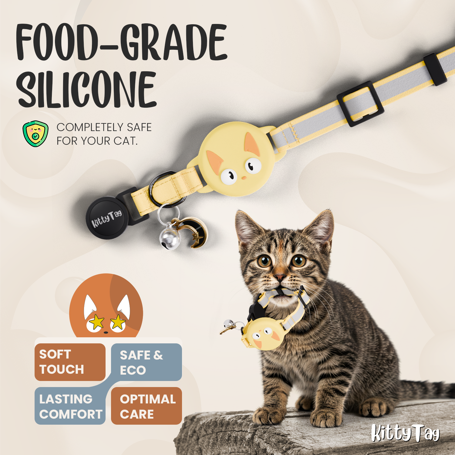 Yellow Cat Collar for AirTag