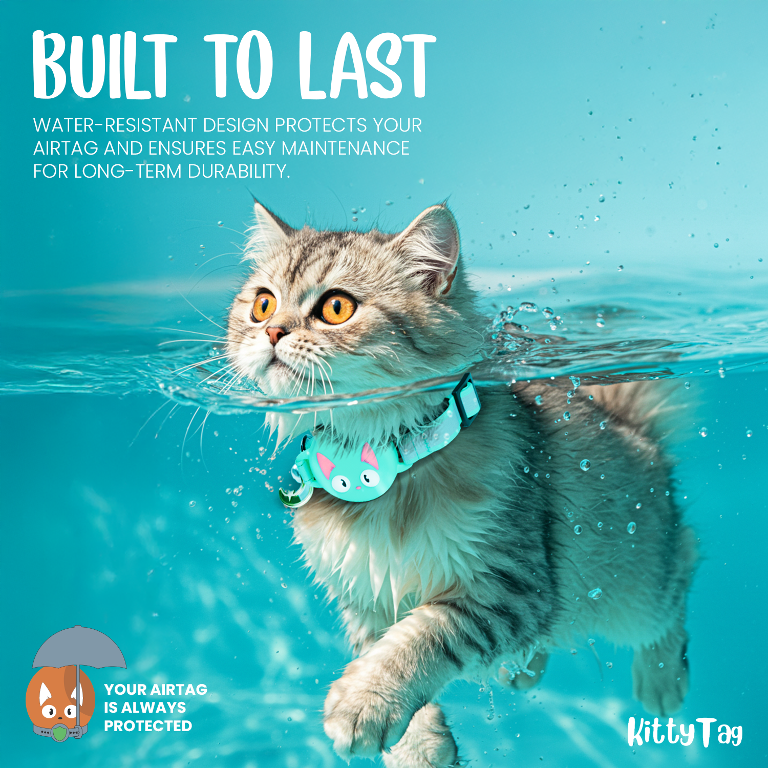 Mint Green Cat Collar for AirTag