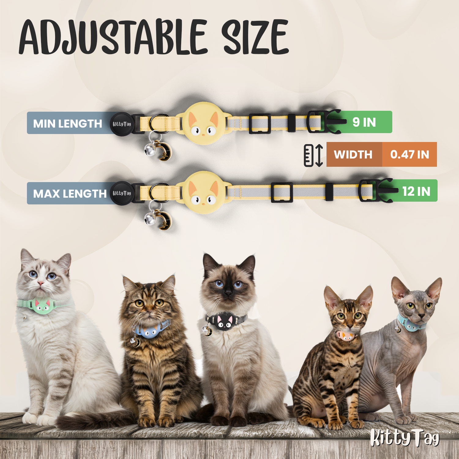 Yellow Cat Collar for AirTag