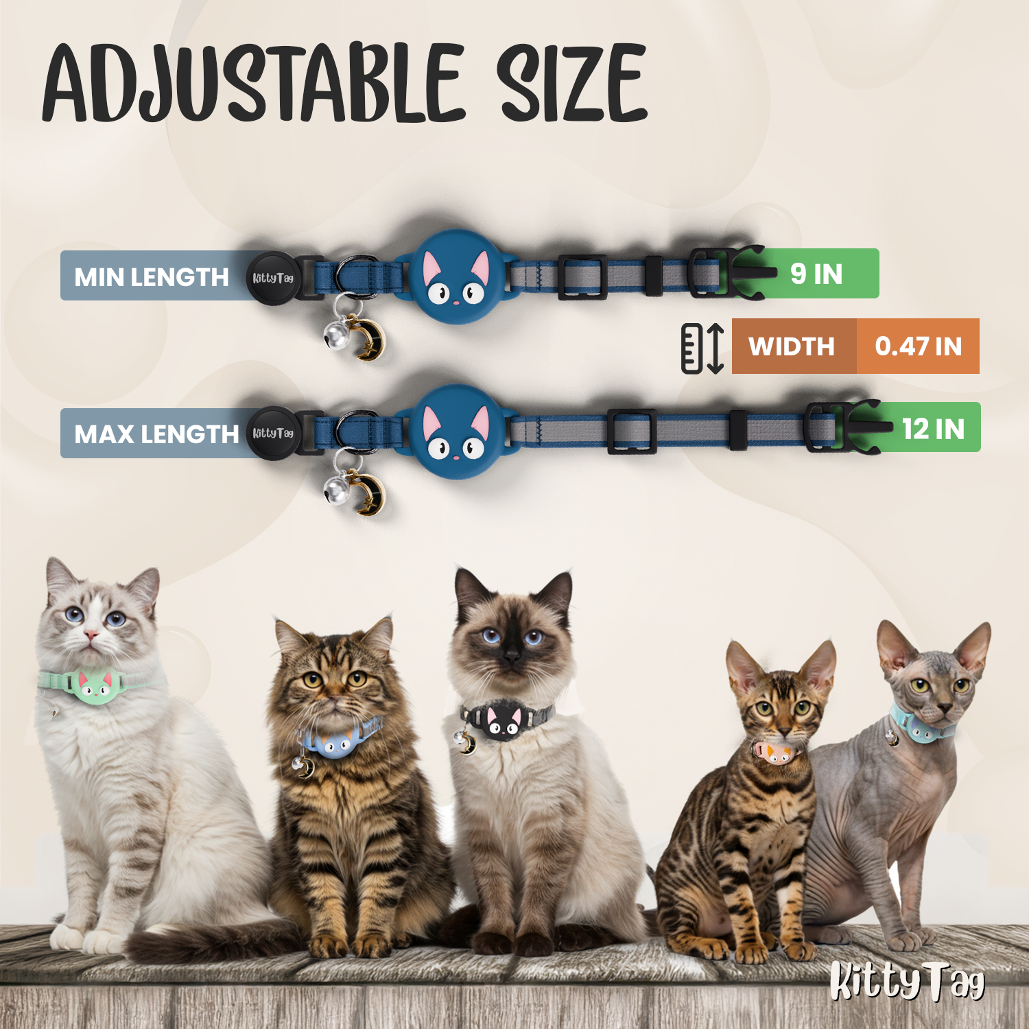 Navy Cat Collar for AirTag