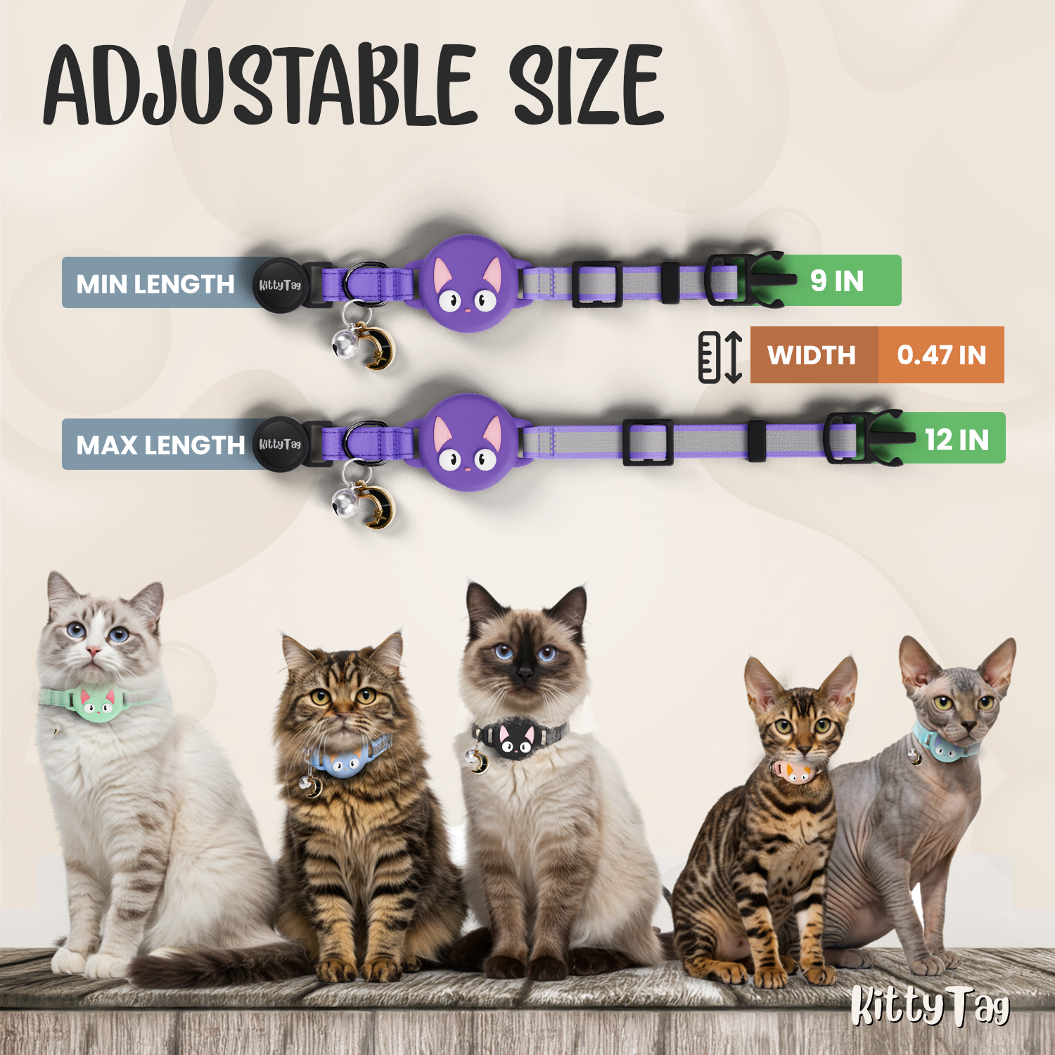 Purple Cat Collar for AirTag