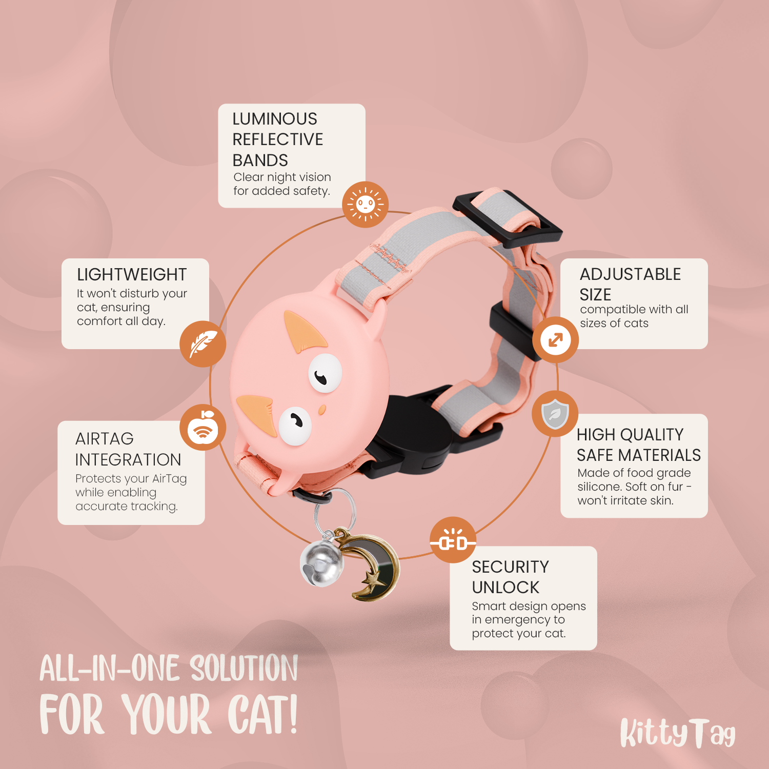 Pink Cat Collar for AirTag