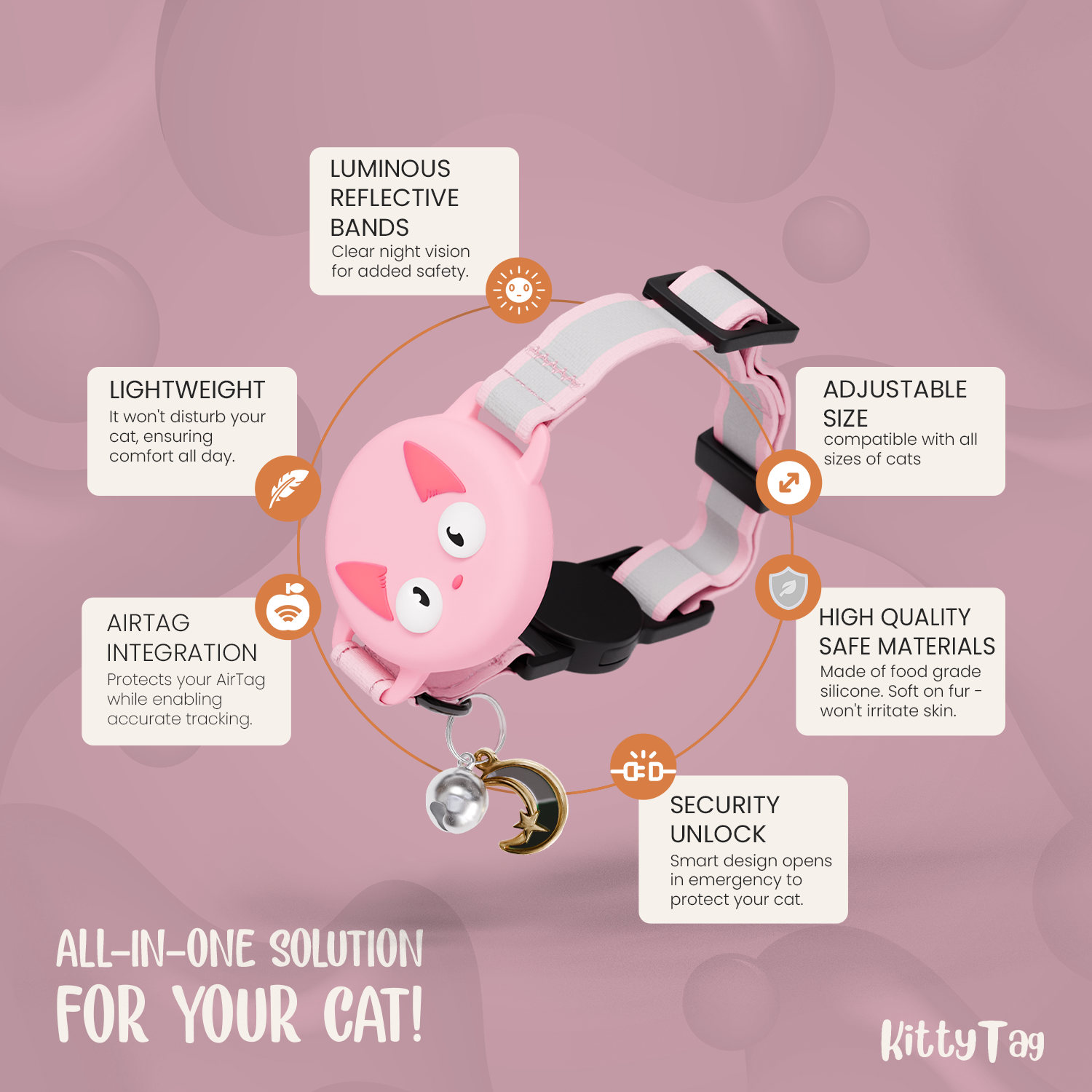 Cherry Blossom Cat Collar for AirTag